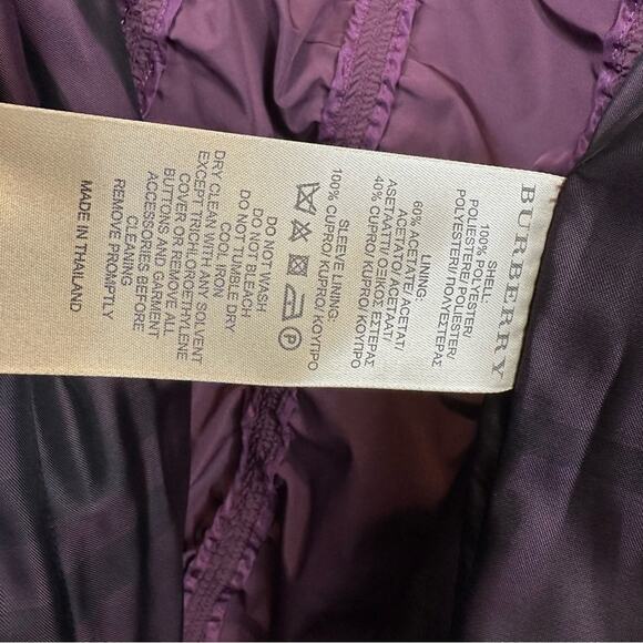 Burberry London Ruched Taffeta Double Breasted Lightweight Trench Coat Purple 12 - Picture 14 of 16